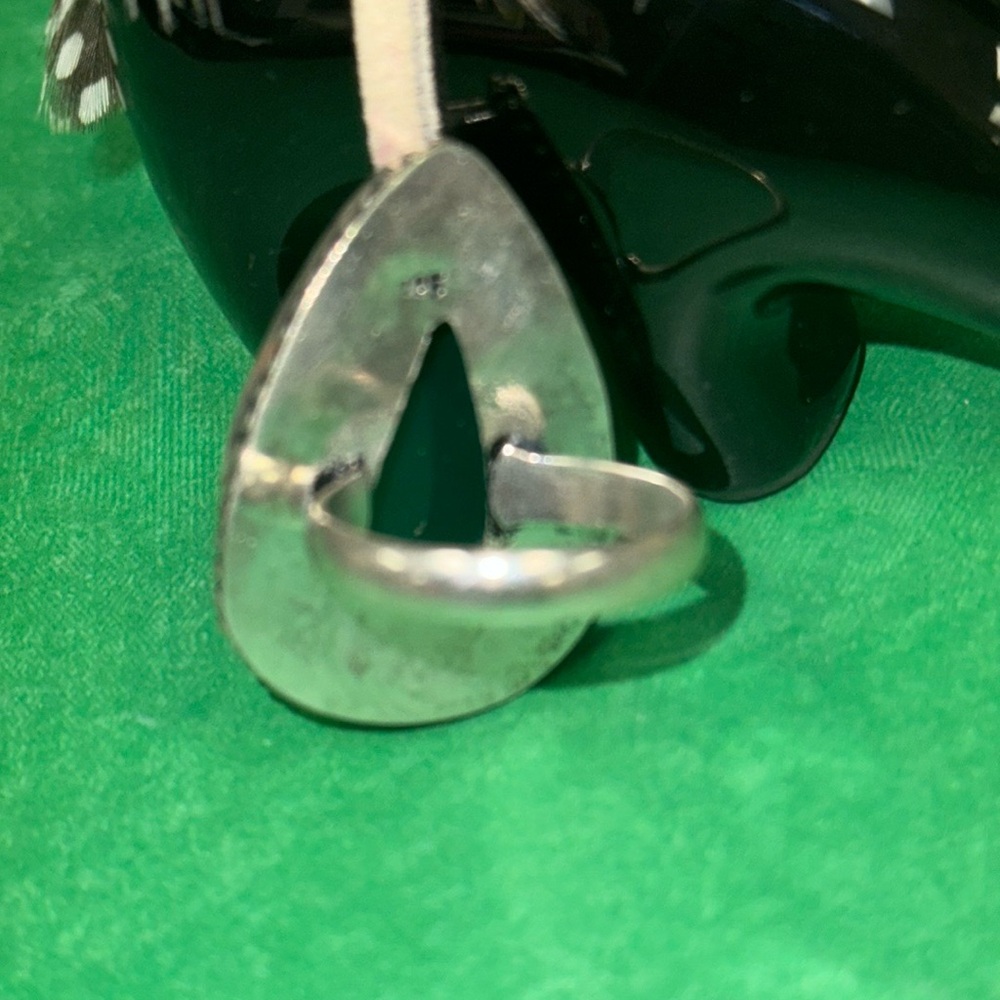 Green Chalcedony Silver Ring - image 5